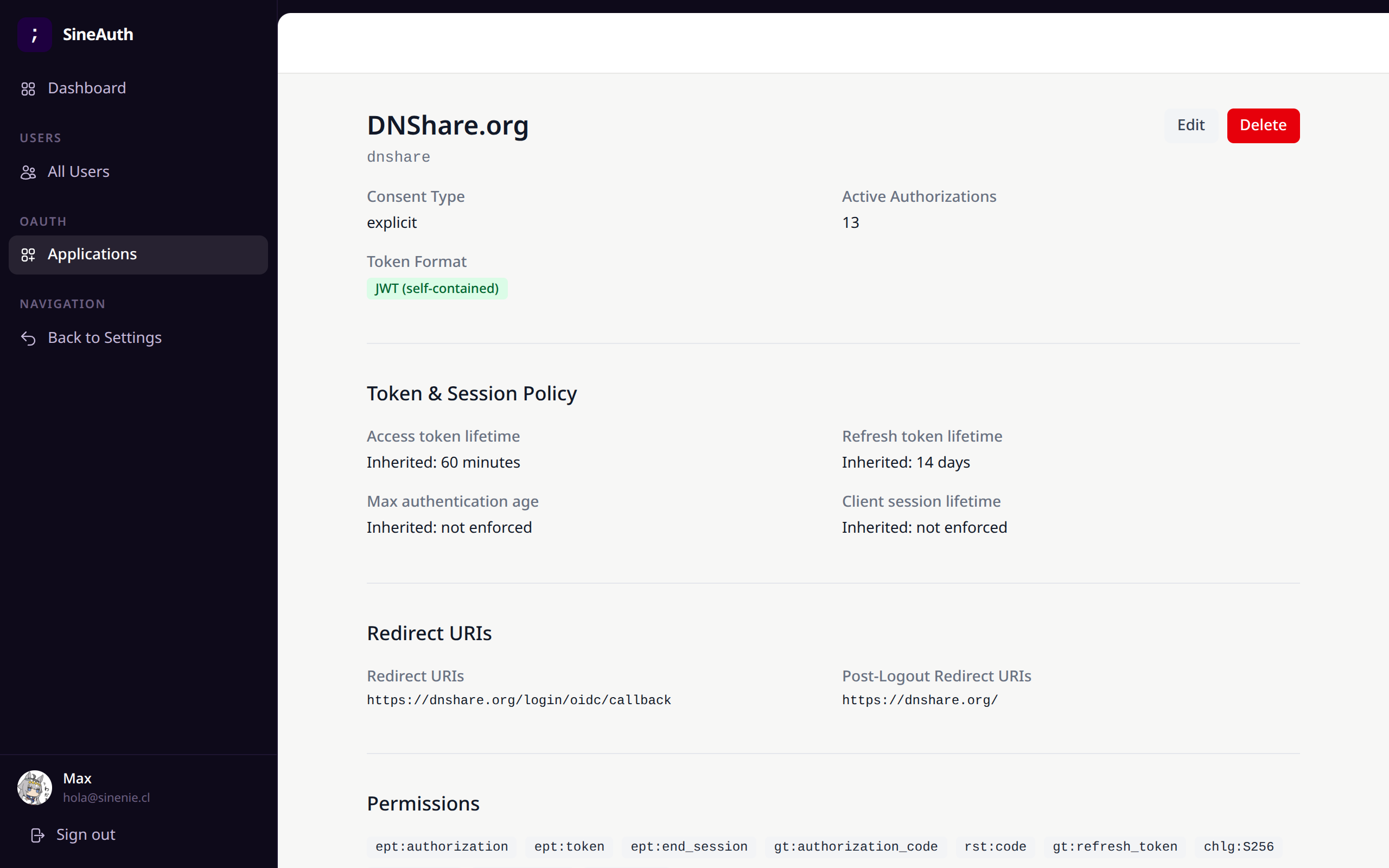 Admin panel